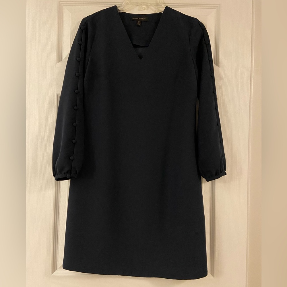 Banana Republic Button Sleeve Silky Shift Dress